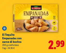Lidl El Tequito Empanadas con carne di bovino offerta