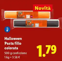 Lidl Halloween Pasta fillo colorata offerta