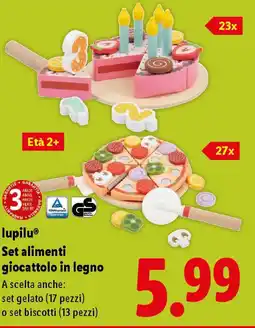 Lidl lupilu Set alimenti giocattolo in legno offerta