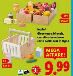 Lidl lupilu Gioco cassa, bilancia, cassetta alimentare o cesto portaspesa in legno offerta