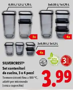 Lidl SILVERCREST Set contenitori da cucina, 3 o 4 pezzi offerta