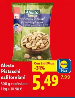 Lidl Alesto Pistacchi californiani offerta