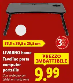 Lidl LIVARNO home Tavolino porta computer portatile offerta