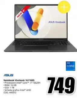 MediaWorld ASUS Vivobook Notebook Vivobook 16 F1605 offerta