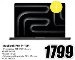 MediaWorld MacBook Pro 14″ M4 offerta