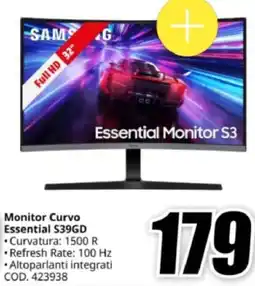 MediaWorld Monitor Curvo Essential S39GD offerta