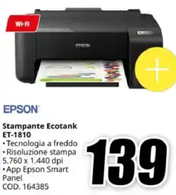MediaWorld EPSON Stampante Ecotank ET-1810 offerta