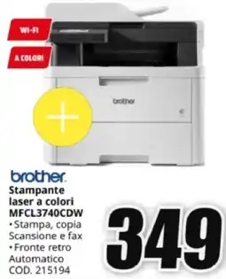 MediaWorld brother brother. Stampante laser a colori MFCL3740CDW offerta