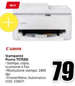 MediaWorld Canon Stampante Pixma TS7550i offerta