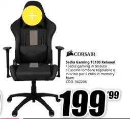 MediaWorld CORSAIR Sedia Gaming TC100 Relaxed offerta