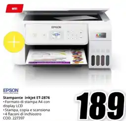 MediaWorld EPSON Stampante inkjet ET-2876 offerta