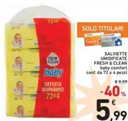 Spazio Conad Salviette umidificate fresh & clean baby comfort offerta
