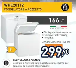 Unieuro Whirlpool WHE20112 CONGELATORE A POZZETTO offerta