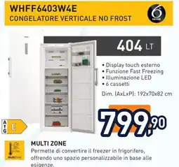Unieuro Whirlpool WHFF6403W4E CONGELATORE VERTICALE NO FROST offerta