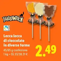 Lidl Lecca lecca di cioccolato in diverse forme offerta