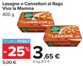 Carrefour Market Lasagne o Cannelloni al Ragù Viva la Mamma offerta