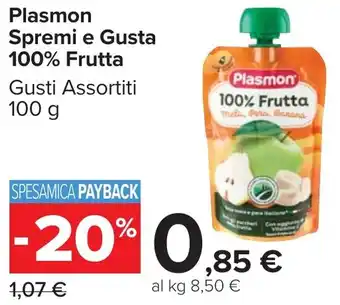 Carrefour Market Plasmon Spremi e Gusta 100% Frutta offerta