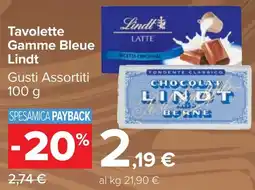 Carrefour Market Tavolette Gamme Bleue Lindt offerta