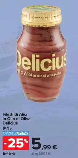 Carrefour Market Filetti di Alici in Olio di Oliva Delicius offerta