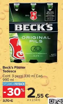 Carrefour Market Beck's Pilsner Tedesca offerta