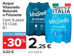 Carrefour Market Acqua Vitasnella Naturale o Frizzante offerta