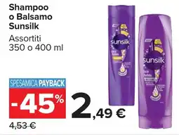 Carrefour Market Shampoo o Balsamo Sunsilk offerta