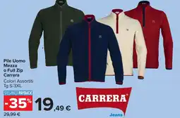 Carrefour Market Pile Uomo Mezza o Full Zip Carrera offerta