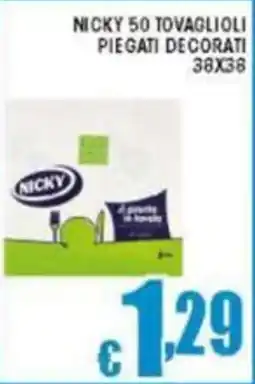 Sacoph Nicky 50 tovaglioli piegati decorati 38x38 offerta