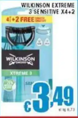Sacoph Wilkinson extreme 3 sensitive x4+2 offerta
