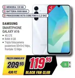 Trony SAMSUNG smartphone galaxy A16 offerta