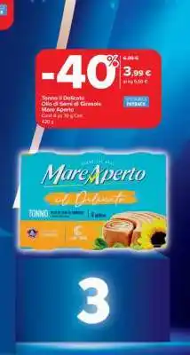 Carrefour Tonno Il Delicato Olio di Semi di Girasole Mare Aperto offerta