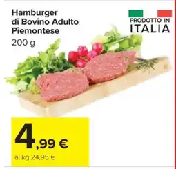 Carrefour Hamburger di Bovino Adulto Piemontese offerta