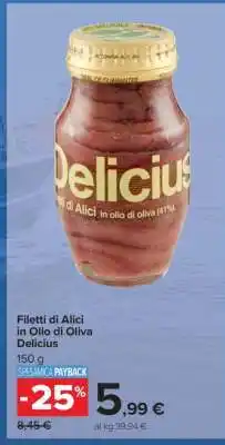 Carrefour Filetti di Alici in Olio di Oliva Delicius offerta