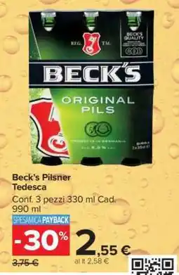Carrefour Beck’s Pilsner Tedesca offerta