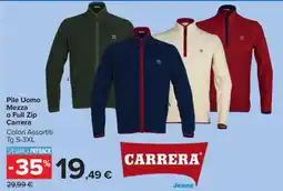 Carrefour Pile Uomo Mezza o Full Zip Carrera offerta