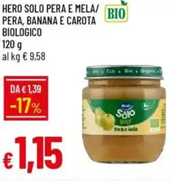IperFamila Hero solo pera e mela/ pera, banana e carota biologico offerta