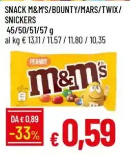 IperFamila Snack m&m's/bounty/mars/twix/ snickers offerta