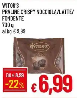 IperFamila Witor's praline crispy nocciola/latte/ fondente offerta