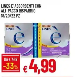 IperFamila Lines e' assorbenti con ali pacco risparmio 18/20/22 pz offerta
