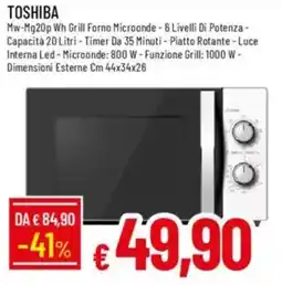 IperFamila TOSHIBA Mw-Mg20p Wh Grill Forno Microonde offerta