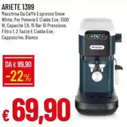 IperFamila ARIETE 1399 Macchina Da Caffe Espresso offerta