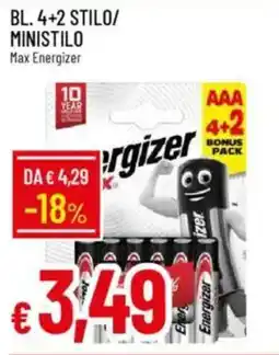IperFamila Bl. 4+2 stilo/ ministilo max ENERGIZER offerta