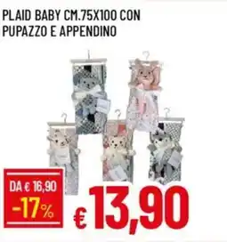 Galassia Plaid baby cm.75x100 con pupazzo e appendino offerta