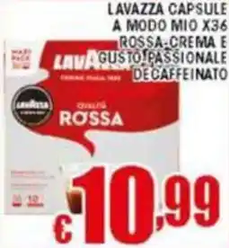 Sacoph Lavazza capsule a modo mio x36 rossa crema e gusto passionale decaffeinato offerta