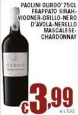Sacoph Paolini gurgo frappato sirah offerta
