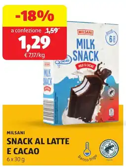 ALDI Milsani snack al latte e cacao offerta