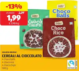ALDI Golden bridge cereali al cioccolato offerta