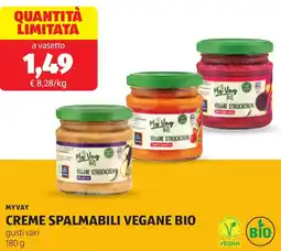 ALDI Myvay creme spalmabili vegane bio offerta
