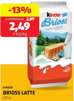 ALDI Kinder brioss latte offerta