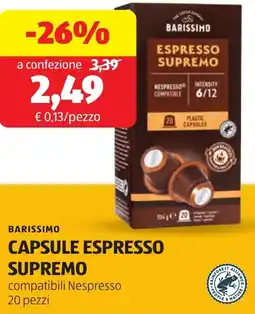 ALDI Barissimo capsule espresso supremo offerta